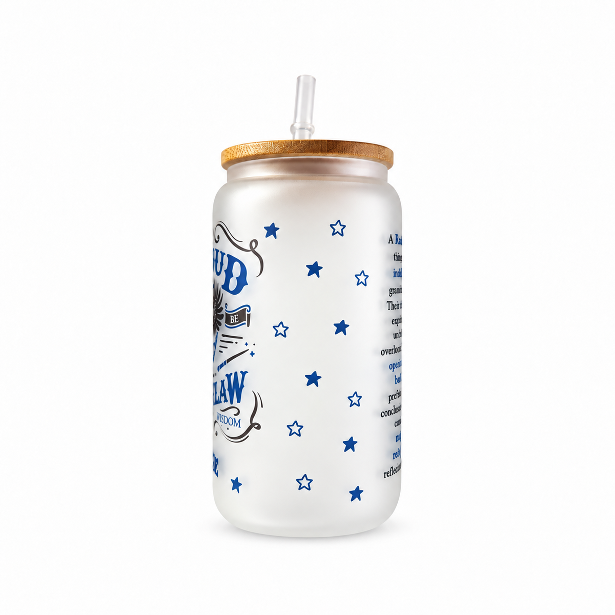 Ravenclaw Frosted Glass Tumbler with Bamboo Lid & Straw – 500ml (16oz)