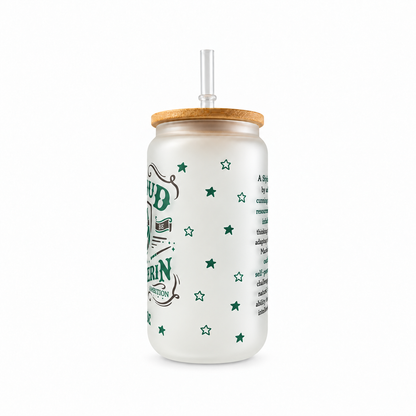 Slytherin Frosted Glass Tumbler with Bamboo Lid & Straw – 500ml (16oz)