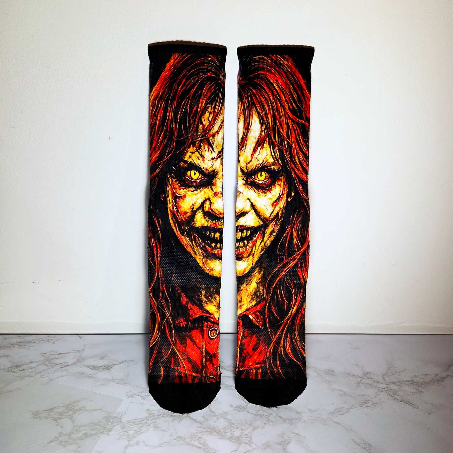 Possessed Girl Horror Socks - Handmade Gift