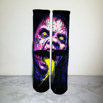 Possessed Girl Horror Socks - Handmade Gift