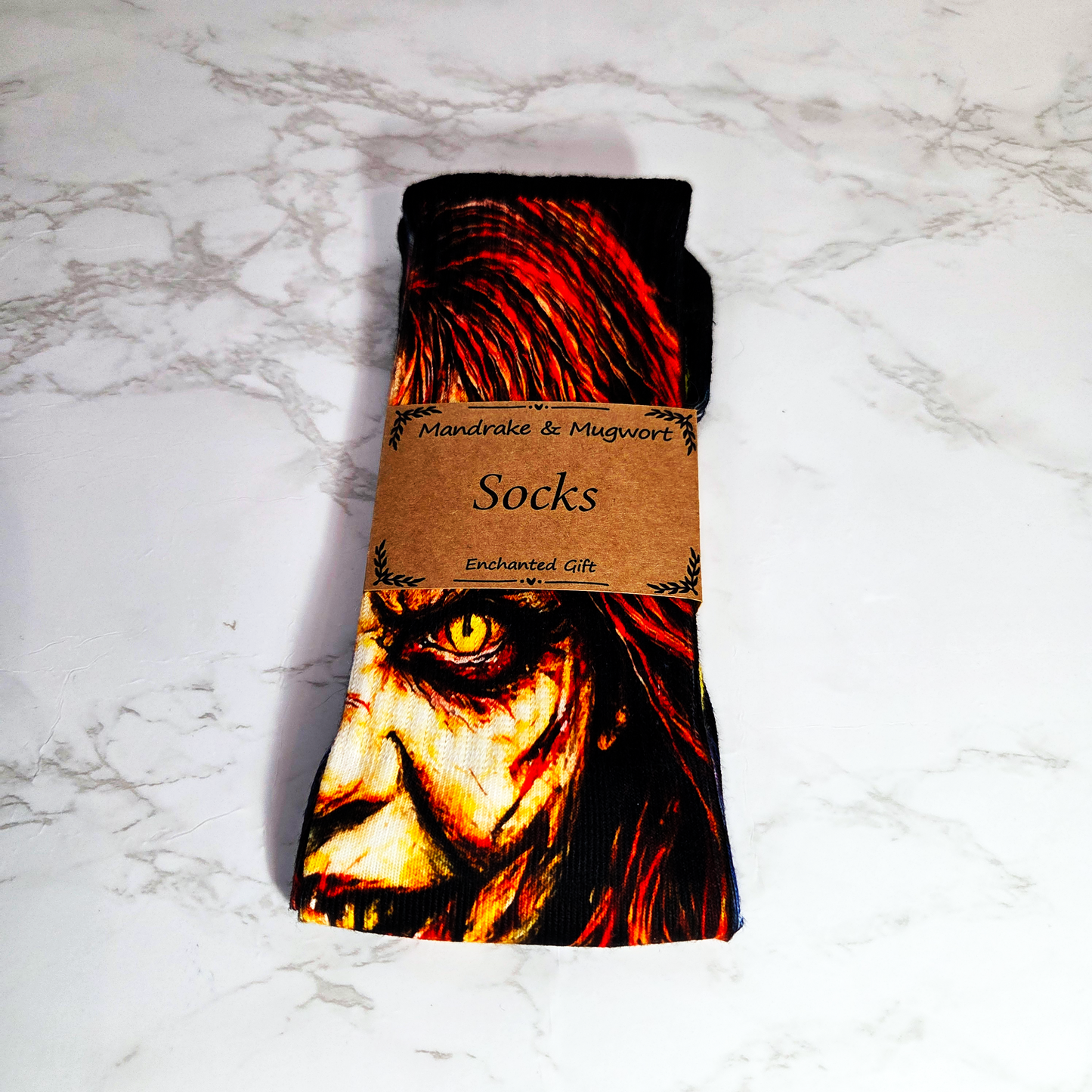 Possessed Girl Horror Socks - Handmade Gift