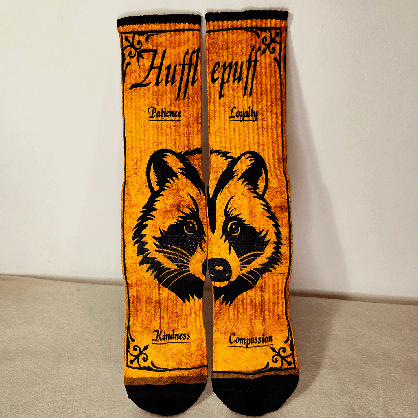 Hufflepuff Crew Socks - Handmade Gift