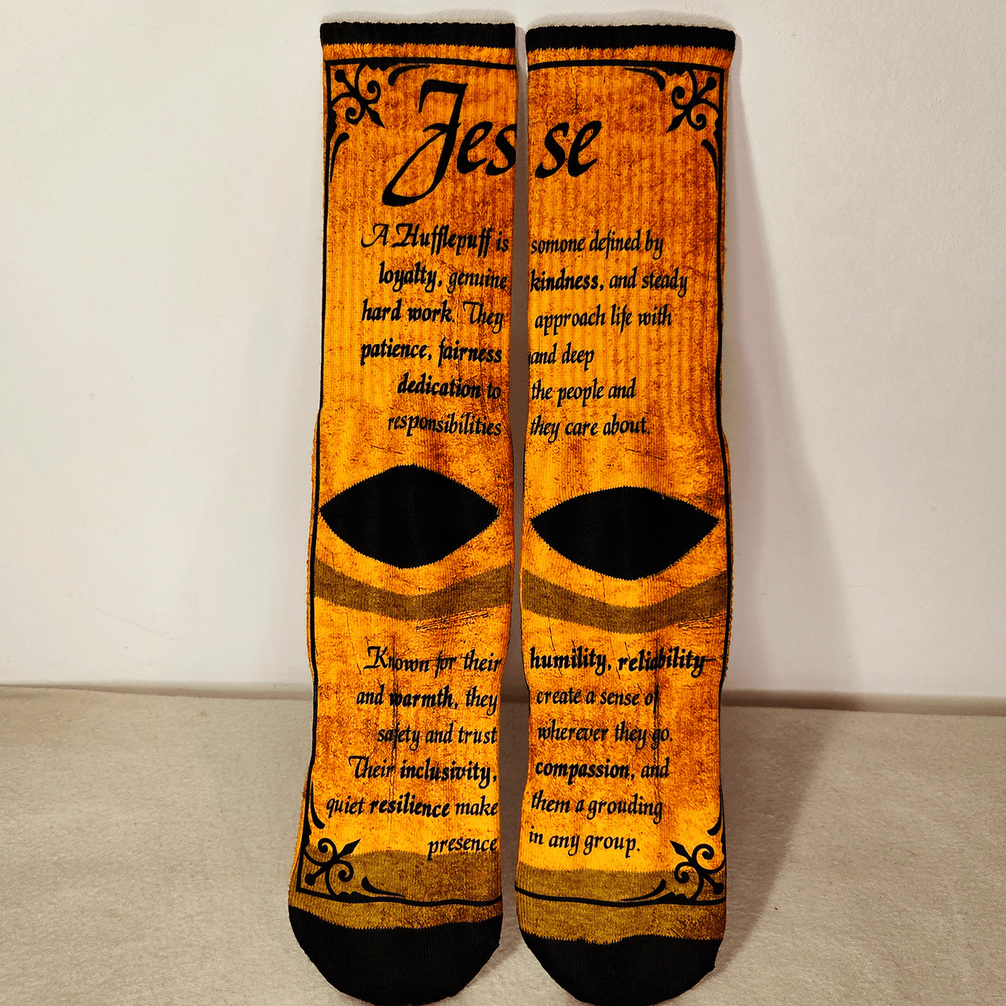 Hufflepuff Crew Socks - Handmade Gift