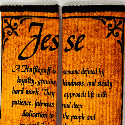 Hufflepuff Crew Socks - Handmade Gift