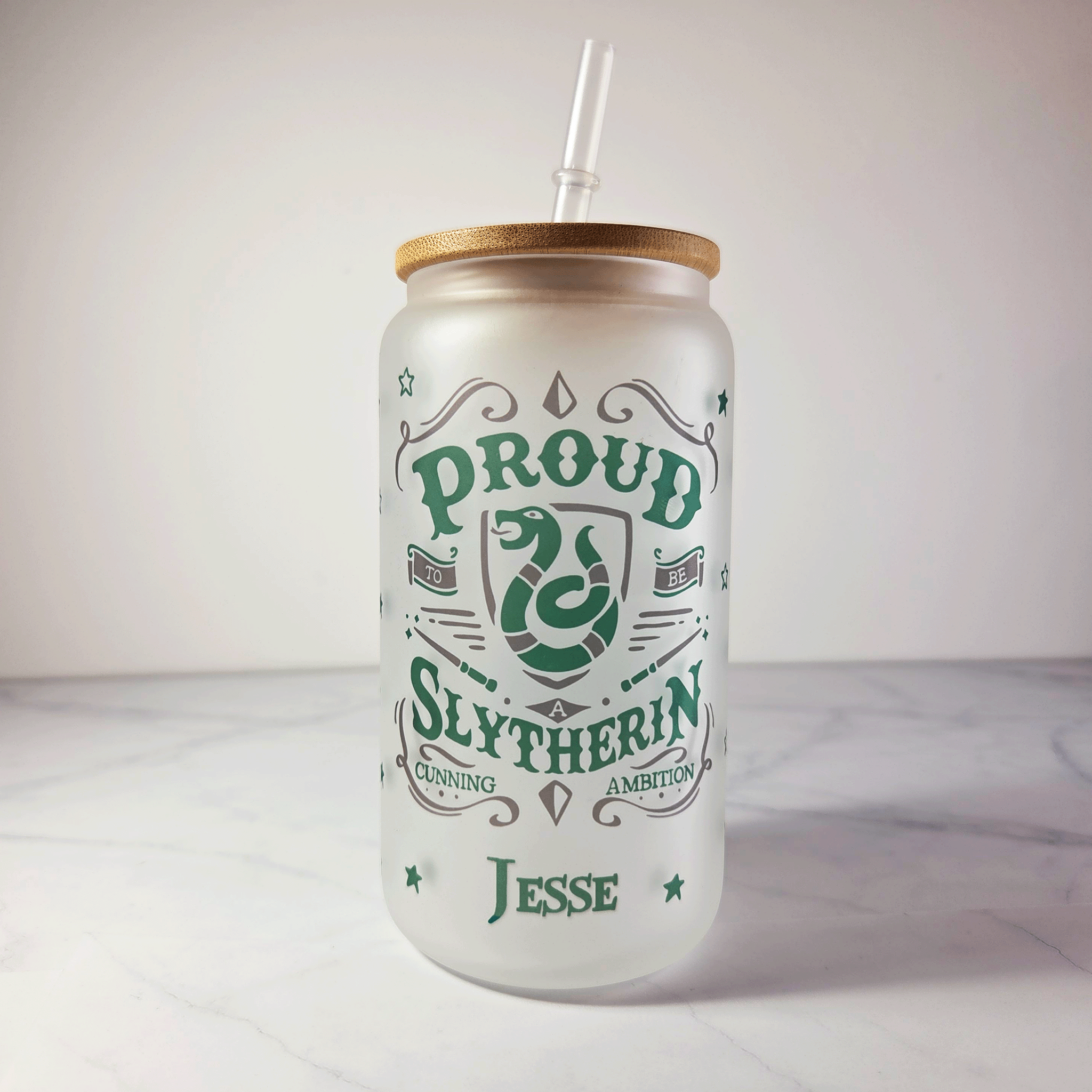 Slytherin Frosted Tumbler & Straw