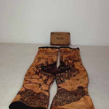 Marauder’s Map Crew Socks - Handmade Gift