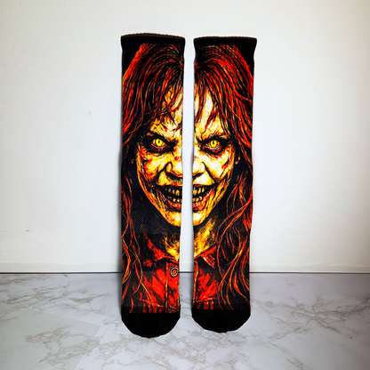 Possessed Girl Horror Socks - Handmade Gift