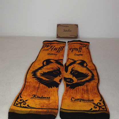 Hufflepuff Crew Socks - Handmade Gift